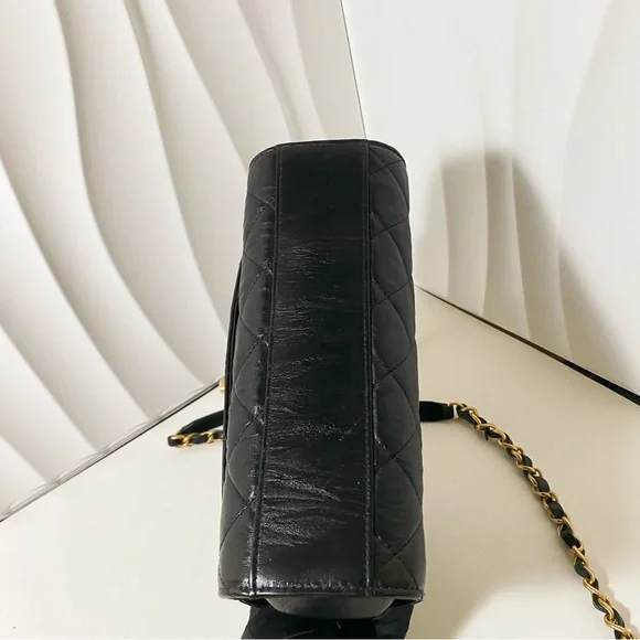 CHANEL Handle Flap Bag Black Aged Calfskin with Gold Hardware - Picture 6 of 12